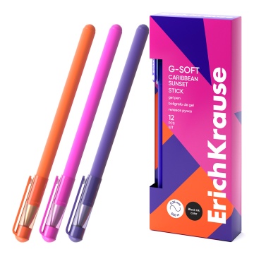 Ручка гелевая EK G-Soft Stick Caribbean Sunset черная, 0,38мм