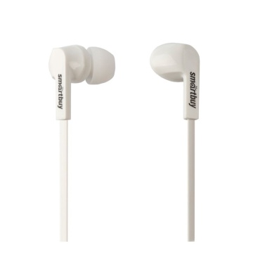 Наушники внутриканальные Smartbuy Prime, белые, динам.10мм, плоск.каб., 3 пары силик.вставок