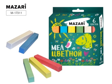 Мел цветной, 6 цветов, картонная коробка