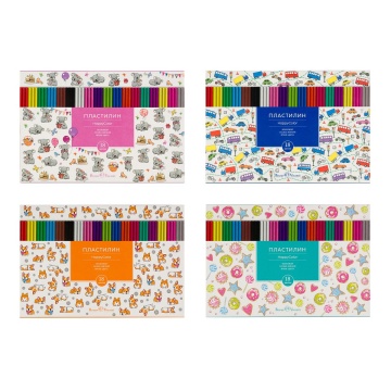 Пластилин 18цв 375гр. Happycolor, восковой