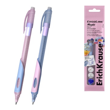 Набор из 2 ручек гелевых сo стираемыми чернилами ErichKrause ErgoLine Magic Stick&Grip Milky 0.5, ц