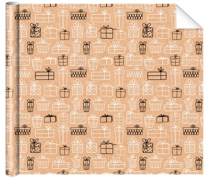 Бумага упаковочная крафт 70*100см "Подарки"