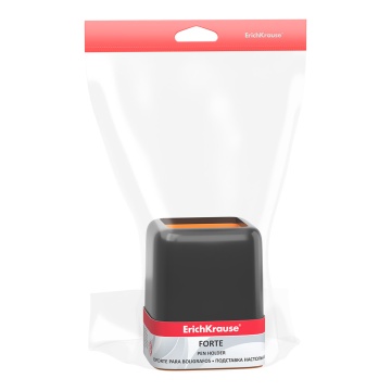 Подставка настольная пластиковая ErichKrause Форте, Акцент, черная с оранжевой вставкой