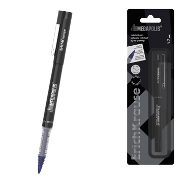 Ручка-роллер ErichKrause MEGAPOLIS Stick 1.0, цвет чернил черный (в блистере по 1 шт.)