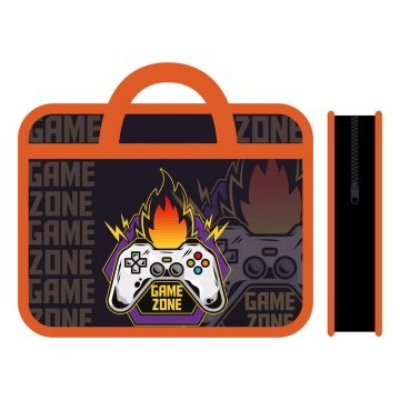 Папка А4 (330*260*75) с ручками, молния, пластик "Game zone"