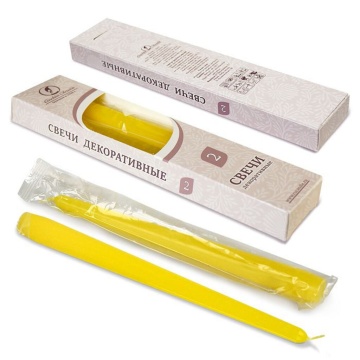 Свеча античная желтая 2 шт/уп