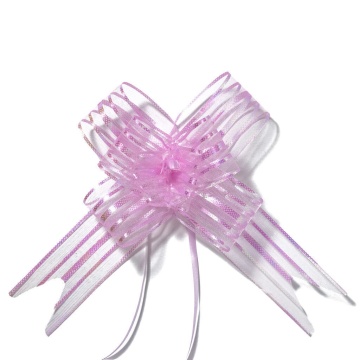 Бант подарочный затягивающийся 14см*50мм с органзой и перламутром, ассорти 10шт/уп