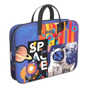 Папка текстильная на молнии ErichKrause с ручками Космонавт, A4+