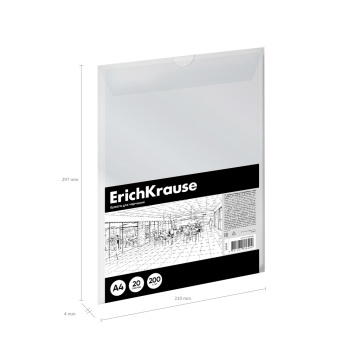 Бумага для черчения в пластиковой папке ErichKrause, Art, А4, 20 листов, без рамки