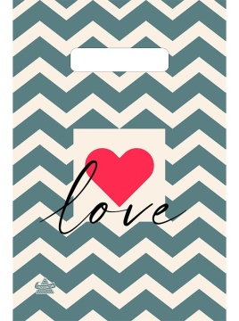 Пакет 30*20см (30мк) с вырубной ручкой "Влюбленность" ПВД