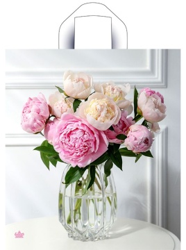 Пакет 40*36см (37мк) с петлевой ручкой "Роскошные пионы" ПНД