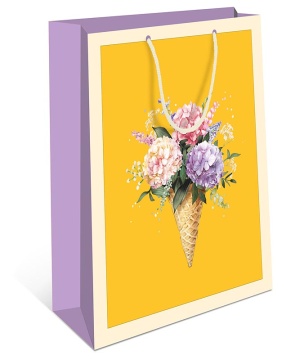 Пакет подар. бумажн. 26*32*12 см, 130гр/м2  Цветы