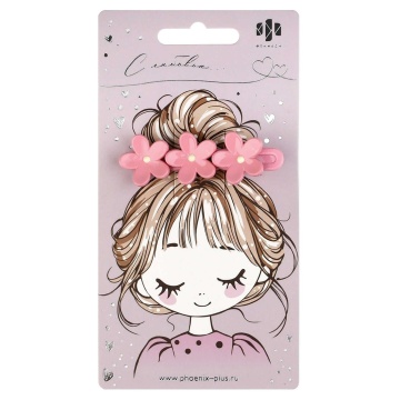 Заколка для волос "Феникс+. Цветочки" 1шт., 6,4см