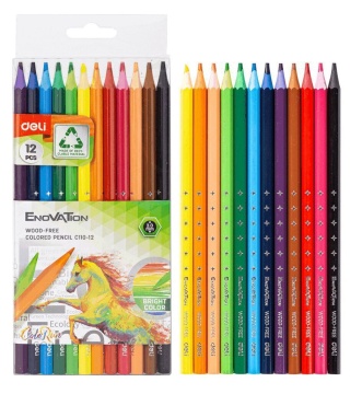 Карандаши цвет. 12цв Deli  Enovation шестигр, пластиковые
