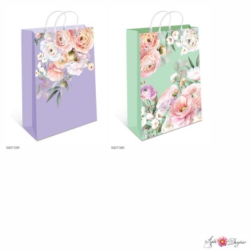 Пакет 40*30*10см "Цветы" с пласт. ручками, мягкий пластик