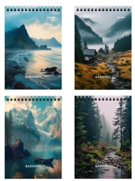 Блокнот А6  40л гребень "Виды природы - 8" клетка