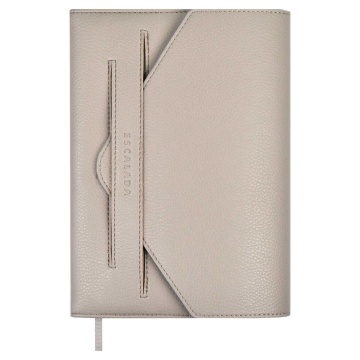 Ежедневник недат. А5 160л., кож.зам., тв.пер. "Наппа серый" блинт.тисн., ляссе