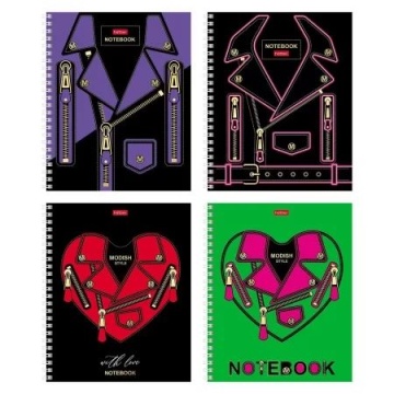 Тетрадь А5 48л кл. гребень Hatber "FASHION" мат.лам., 3D фольга, 4диз.в блоке, белизна 100%