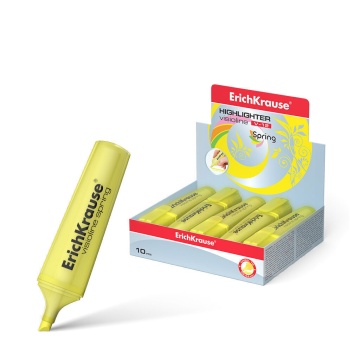 Текстмаркер ErichKrause Visioline V-12 Spring, цвет чернил желтый (в коробке-дисплее по 10 шт.)