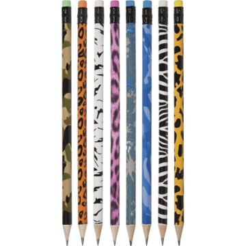 Карандаш чернографитный с ластиком HB "Animal print" корпус ассорти
