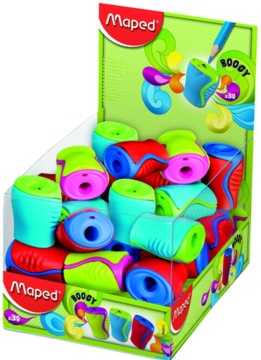 Точилка пласт. с контейнером 1 отв. BOOGY, непрозр., ассорти