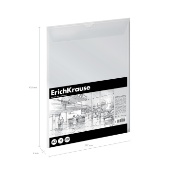 Бумага для черчения в пластиковой папке ErichKrause, Art, А3, 10 листов, без рамки