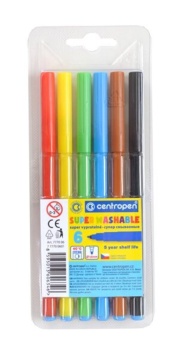 Фломастеры   6цв "Centropen", суперсмываемые, блистер