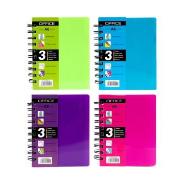 Записная книжка А6, Alingar, гребень, пластиковая обложка, с разделителями, ассорти, клетка, 120 л.