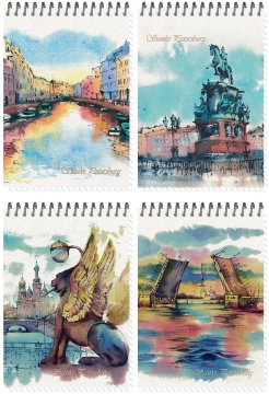 Блокнот А6  60л гребень "Акварельный Питер" нелин.