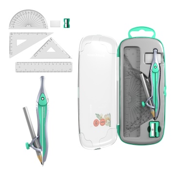 Готовальня ErichKrause Pastel Bloom, 7 предметов, пенал, зеленый