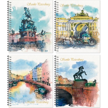 Тетрадь А5  48л кл. гребень Полином "Питерская акварель", БЕЗ ПОЛЕЙ*