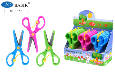 Ножницы детские. 13,3 см, длина лезвия 5 см. Пластик.ручки. 3 цвета ассорти