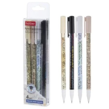Набор ручек шар. Hatber  4шт. "Вспомнить все. Математика" синяя 0,7мм, маслян.основа