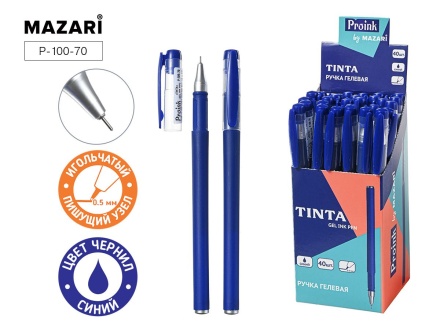 Ручка гелевая Mazari Tinta синяя, 0,5мм, цветн.корпус